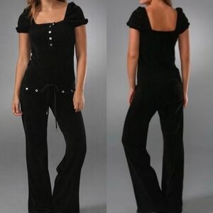 Juicy Couture Black Velvet Vintage Y2K Shortsleeve Jumpsuit